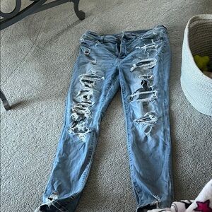 American Eagle Outfitters Light Blue Distressed Boyfriend Jeans